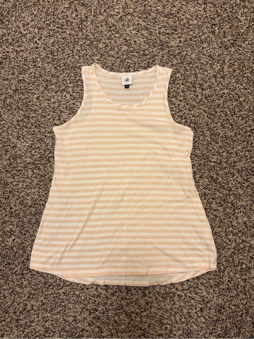 CAbi Striped Comeback Tank Top in Cream and White